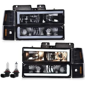 ALLGOOD Headlights Compatible with GMC C1500 K1500 Yukon 1994-1999/Fit GMC C1500 C2500 K1500 K2500 Suburban 1994-1999/ Fit GMC C2500 C3500 K2500 K3500 1994-2000 Headlamp Smoke Lens