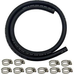 1/2 inch ID Fuel Line Hose Braided Gas Hose with 10 Clamps SAE J30R7 4 Feet (1.2M) Rubber Diesel Tubing (12.7mm)