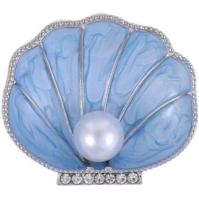 Seashell Brooch Pin White Pearl Crystal Shell Lapel Pin Vintage Clam Shell Badges Women Men Suit Coat Jewelry Chic Dress Sweater Jacket Decors