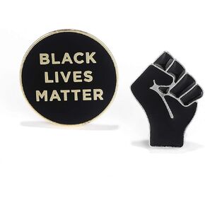 Black Lives Matter Enamel Pin Brooch Lapel Pin Black Raised Fist of Solidarity Badges Set of 2