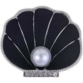 Seashell Brooch Pin White Pearl Crystal Shell Lapel Pin Vintage Clam Shell Badges Women Men Suit Coat Jewelry Chic Dress Sweater Jacket Decors in Kuwait
