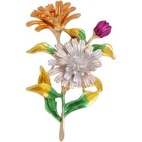 Daisy Flower Brooch Pin for Women，3D Enamel Sunflower Brooch Pin,Charm Sun Flower Coat Collar Brooch for Women Girls