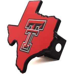 Premium Solid Metal Heavy Duty Hitch Cover - Texas Shaped (Red Raiders)