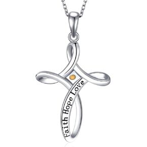 Mustard Seed Necklace 925 Sterling Silver Celtic Cross Necklace with Mustard Seed Faith Hope Love Pendant Jewelry Gifts for Women