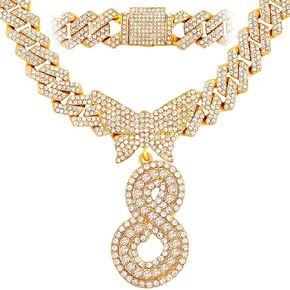 Cuban Link Chain for Women Cursive Silver Initial 14MM Diamond Prong Cuban Chain Hip Hop Iced Out Chain Necklace Butterfly Initial Letter Name Necklaces for Women