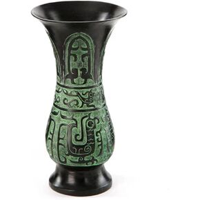 Antique Style Metal Vase with Intricate Bird Design, Indoor Decor