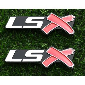 2Pcs LSX Side Rear Lid Boot Trunk 3D Emblem Badge Replacement for Chevy Camaro Corvette (Chrome Red)