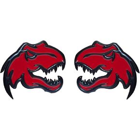 A Pair Dinosaur Emblem for Dodge RAM TRX 1500 2500 3500 Charger Challenger (Red)