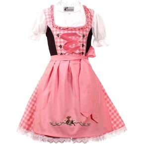 German Dress for Girls Bavarian Dirndl Oktoberfest Children Dress Carnival Halloween Size 2T,4T,6,8,10,12,14