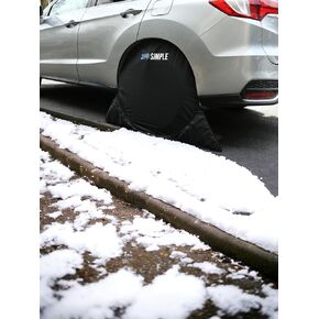Wheel Shield (Large): Winter tire/wheel well cover, keeps snow/ice out. Parked vehicles in driveways, street, snow plow. Less shovelling, protect brakes. 2 covers, attachments, storage bag.