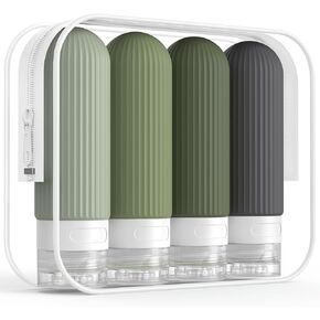 ME.FAN Travel Bottles for Toiletries, TSA Approved 3oz Silicone Travel Size Containers/Portable Split Bottle, Travel Accessories for Conditioner, Shampoo, Lotion - 4 Pack Yellow