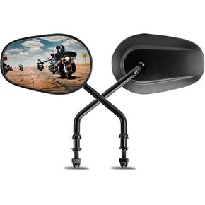 LKV Rear View Mirrors 360 Degree Long Stem Glide Side Mirrors Compatibale with Road King Street Electra Glide Road Glide Dyna Softail 1982-2022