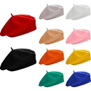SATINIOR 10 Piece Artificial Wool Beret for Woman, Artist Hat, French Style Beret Polyester Beret Hat Set