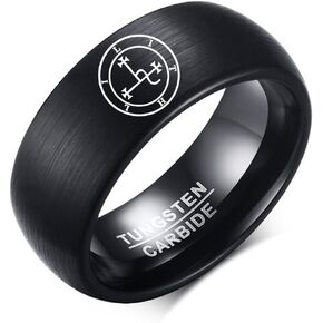 8MM Tungsten Carbide Sigil of Female Demon Lilith Ring Comfort Fit Band, Black