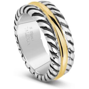 Two-Tone Wedding Rings for Men - Durable Stainless Steel Men's Wedding Band - 8.45mm Hypoallergenic & Stylish Men Engagement Ring for Wedding, Anniversary, or Everyday Wear