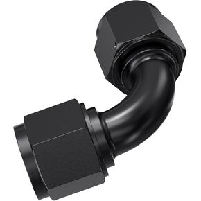 90 Degree 8AN Female to 8AN Female Swivel Flare Union Fitting Adapter, Black Hard Aluminum Hex Anodized Connector, Automotive Accessories Suitable for Vehicle Fuel Oil Line Modification