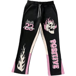 SHENHE Men's Graphic Skull Letter Drawstring Sweatpants Streetwear Track Pants with Pockets