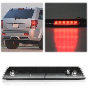 NSLUMO Led Third Brake Light for 2005-2010 J-eep Grand Cherokee WK LED 3rd Brake Center High Mount Stop Lamp Replacement Smoked Lens Red CHMSL OEM 55157397AD