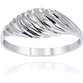 Modern Contemporary Ring Dainty 10K Yellow, White, and Rose Gold Elegant Croissant Dome Band Style Statement Ring