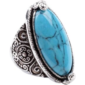 LadayPoa Charming Synthetic-Turquoise Tibet Silver Plated Fashion Ring