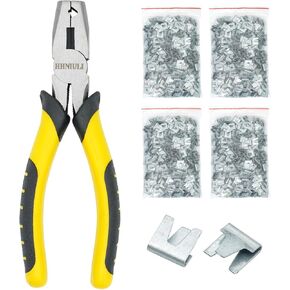 1200 Pieces Wire Cage Clips with Wire Cage Buckle Snap Pliers, Hog Wire Pliers Hog Ring Pliers for Chicken Wire Fence Pliers Set for Chicken Pet Dog Cat Cage