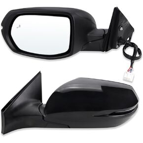 Left Driver Side Mirror Compatible With 2017-2022 Honda CRV With Manual Folding Power Glass Heated Blind Spot Turn Signal Black Replace# 76251T1WA01ZF(9Pins)
