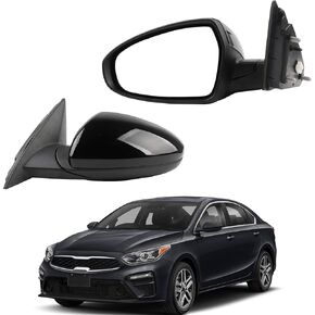 Dasbecan Right Passenger Side Mirror Assembly Compatible with 2019-2024 KIA Forte Black Rearview Mirror With Power Adjustment Manual Folding Replace# KI1321226 87620-M7000 (3Pins)