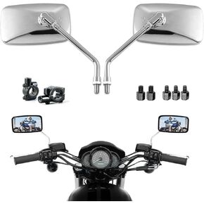 Mirror for Motorbike,Universal Side Mirror with 10mm 8mm Bolt 7/8 inches Handlebar Clamp Mirror,High Definition,Blast-resistant Handlebar Wing Foldable Mirrors, End Side Mirror (2 Pack)