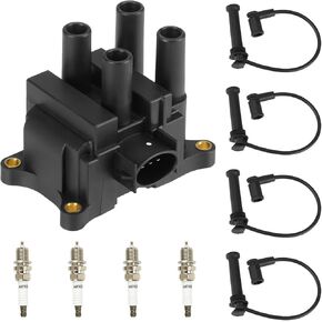 Ignition Coil Pack & Iridium Spark Plugs for Ford Ranger 2001-2012, Mazda B2300 2001 2002 2003 2004 2005 2006 2007 2008 2009 2.3L L4 FD497 - with Ignition Wires