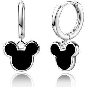 Black Mouse Hoop Earrings for Women Cute Mouse Dangle Hoop Earrings Drop Dangle Earrings Lucky Princess Animal Jewelry for Wife Daughter Birthday Gifts