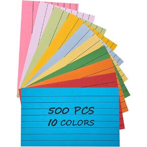50Pcs Index Cards with 1 Ring, 3 x 5 Inches Ruled Index Cards, Colored Index Flash Cards, Lined on Both Side Colored Notecards for Study, Learning, Memory, Recipe (Blue)