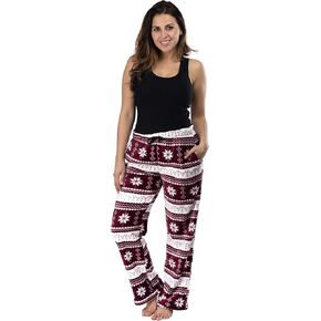 TrailCrest Women's Plush Fleece Lounge Pants, Soft Minky Sleep Pant, Nordic Novelty
