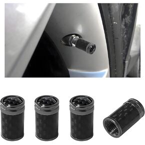4 PCS Car Tire Valve Stem Caps, Carbon Fiber Dustproof Wheel Tire Valve Decoration Caps, Universal Personalized Rim Valve Stem Covers for Most Vehicles, Car Accessories (Black, Carbon Fiber)