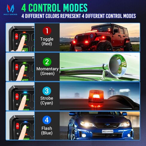 MICTUNING P1B 12 Gang Switch Panel, Multifunction Toggle Momentary Flash Strobe Pulsed with Backlight Off Toggle Switch Pod On-Off Circuit Control Relay Box for Car Truck ATV Off Road Marine, Green in Saudi Arabia