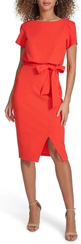 kensie Women's Faux Wrap Crepe Scuba Dress in Saudi Arabia