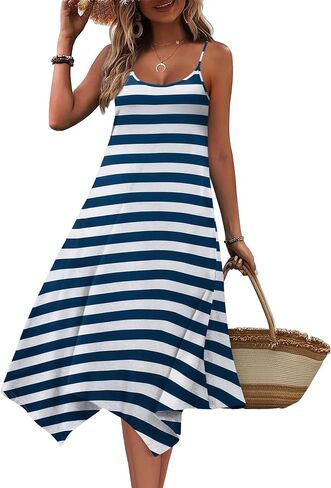 Zeagoo Women Summer Midi Dress 2025 Hawaiian Bohemian Beach Cover Up Dress Floral Spaghetti Strap Casual Dress with Pockets in Saudi Arabia