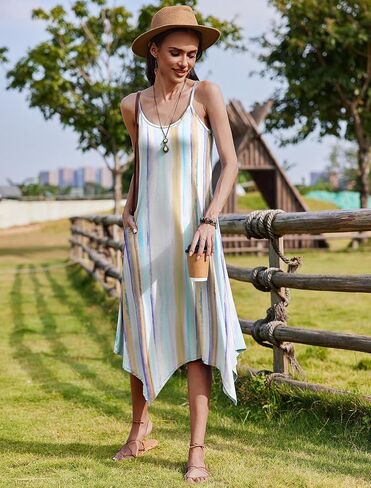Zeagoo Women Summer Midi Dress 2025 Hawaiian Bohemian Beach Cover Up Dress Floral Spaghetti Strap Casual Dress with Pockets in Saudi Arabia