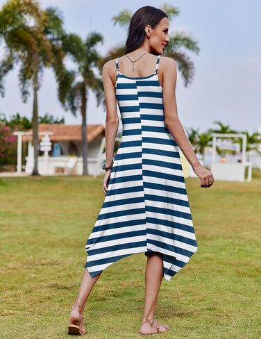 Zeagoo Women Summer Midi Dress 2025 Hawaiian Bohemian Beach Cover Up Dress Floral Spaghetti Strap Casual Dress with Pockets in Saudi Arabia