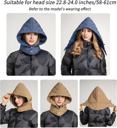 ZLYC Women Windproof Winter Hats Down Hooded Scarf Balaclava Beanie Warm Skull Cap in Kuwait