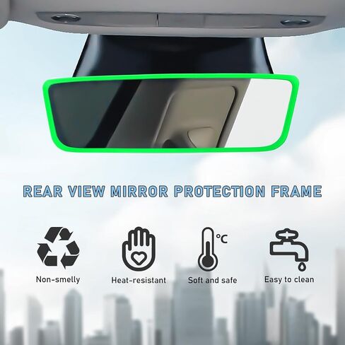 Rear View Mirror Protector Frame, Silicone Automotive Interior Rearview Mirror Cover for Women Girls, Mirror Edge Protective Cover Compatible with Model 3 Y, Car Accessories (Black) in Saudi Arabia