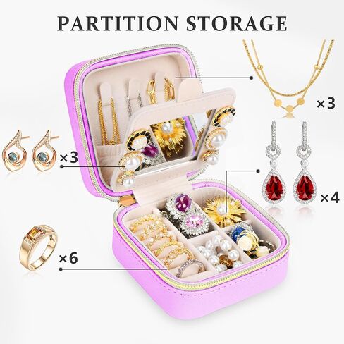 Initial Travel Jewelry Box Case Organizer, Teen Girls Gifts, Small Personalized Preppy Birthday Christmas Gifts for Girls Women Wife, Ring Necklace Earring Organizer Box, Purple M in Kuwait