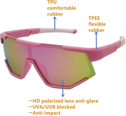 COOLSOME Kids Flexible Polarized Sunglasses with Strap Youth Sport Cycling Baseball for Boys Girls Age 6-12 in Saudi Arabia