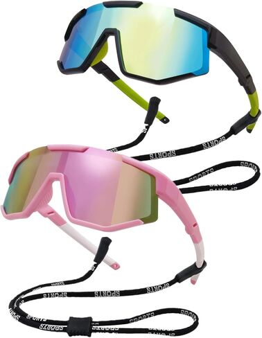 COOLSOME Kids Flexible Polarized Sunglasses with Strap Youth Sport Cycling Baseball for Boys Girls Age 6-12 in Saudi Arabia