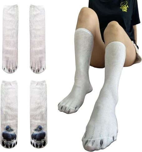 VVEEWUU Funny 3D Print Animal Paw Socks Novelty Crazy Halloween Christmas Animal Socks Gifts for Men Women Kids in Saudi Arabia