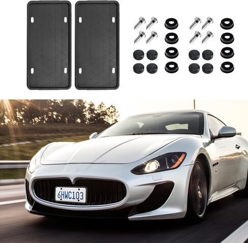 2PCS Silicone License Plate Frames, Front Back License Plate Cover, Side-Opening License Bracket Holder with Easy Installation, Universal Rustproof, Rattle Proof & Weatherproof License Plate Brack in Saudi Arabia