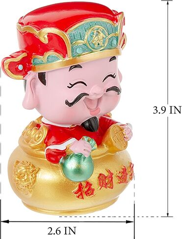 Mini CAI Shen Statue, Small Caishen Statue - God of Wealth, God of Fortune, Cute Shaking Head Caishen in Saudi Arabia