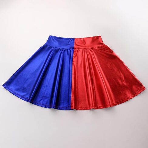 IMEKIS Women's Shiny Flared Pleated Mini Skater Skirt Metallic Halloween Cosplay Costume Sparkle Skirts in Saudi Arabia