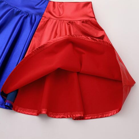 IMEKIS Women's Shiny Flared Pleated Mini Skater Skirt Metallic Halloween Cosplay Costume Sparkle Skirts in Saudi Arabia