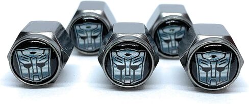 Autobots Decepticons - أغطية جذعية للصمامات المعدنية الممتازة العالمية والمتينة (5 عبوات): متوافقة مع السيارات وسيارات الدفع الرباعي والشاحنات والدراجات النارية والدراجات، وتصميم سداسي وختم مطاطي. in Kuwait