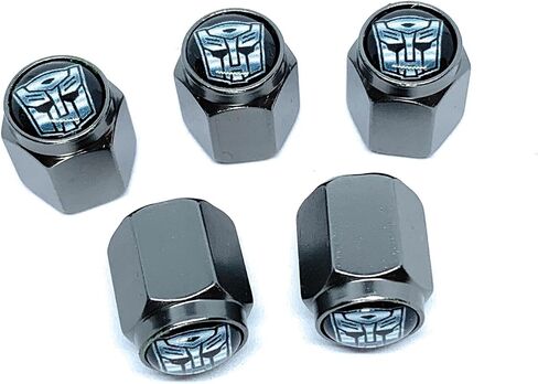 Autobots Decepticons - أغطية جذعية للصمامات المعدنية الممتازة العالمية والمتينة (5 عبوات): متوافقة مع السيارات وسيارات الدفع الرباعي والشاحنات والدراجات النارية والدراجات، وتصميم سداسي وختم مطاطي. in Kuwait